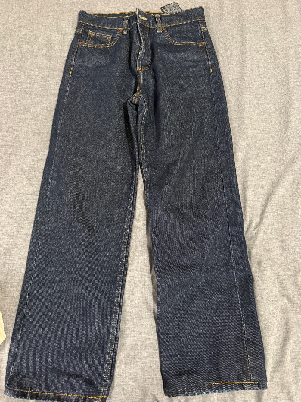 Zara Women's Straight-Leg Jeans in Dark Blue Denim